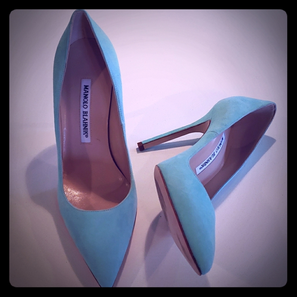 New Beautiful Sea Foam Manolo Blahnik heels sz 36